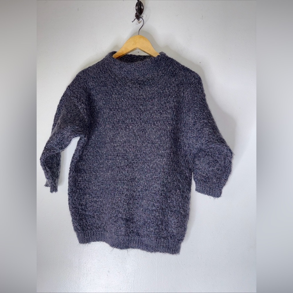 alps fine womens apparel‎ Purple Blue Mohair Blend 3/4 Sleeve Sweater Medium